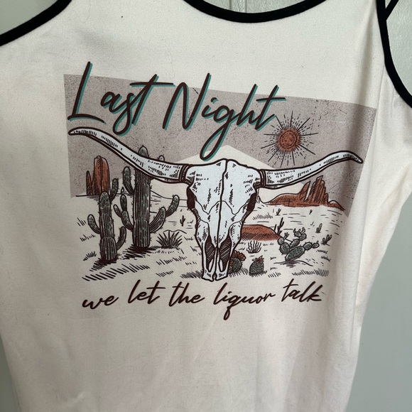 Women’s Cream and Black Last Night We Let The Liquor Talk Mini Slip Dress - Picture 2 of 5